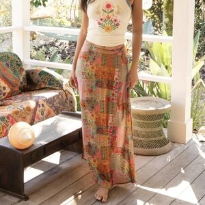 Natural Life Ginger Side Slit Maxi Skirt